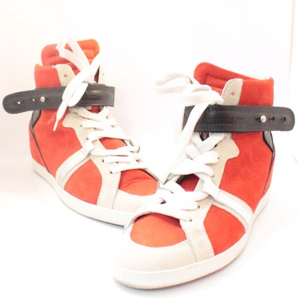 BARBARA BUI #11070 Red Black Suede Sneakers